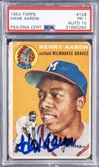 1954 Topps #128 Hank Aaron Signed Rookie Card – PSA/DNA "10" Signature!